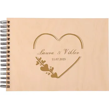 Dřevěné svatební fotoalbum - srdce Zvolte variantu: Bříza
