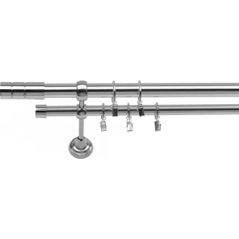 Garnýž Dvouřadá Garnýž Cylinder 25/19 mm ocelový efekt 120 cm