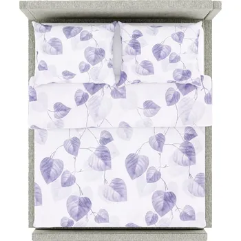 Povlečení Tegatex Povlečení bavlna - šedé listy 70*90 cm, 140*200 cm