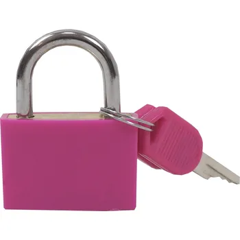 Visací zámek TOPTRADE zámek visací, růžový, 30 mm – 2 klíče (TOPTRADE zámek visací, růžový, 30 mm)