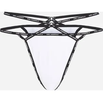 Dámské oblečení SPODNÍ PRÁDLO KARL LAGERFELD MINI LOGO STRAPPY BRIEF WHITE