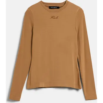 Dámské tričko TRIČKO KARL LAGERFELD MODAL LSLV TOP NOUGAT