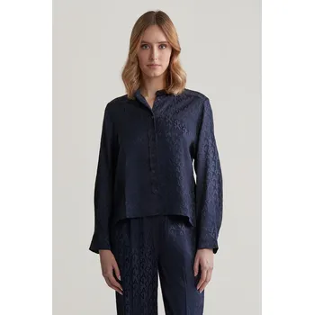 Dámská košile HALENKA GANT REG MONOGRAM JACQUARD BLOUSE EVENING BLUE