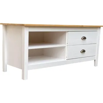 Televizní stolek Dřevěný TV stolek Maya bílý vosk