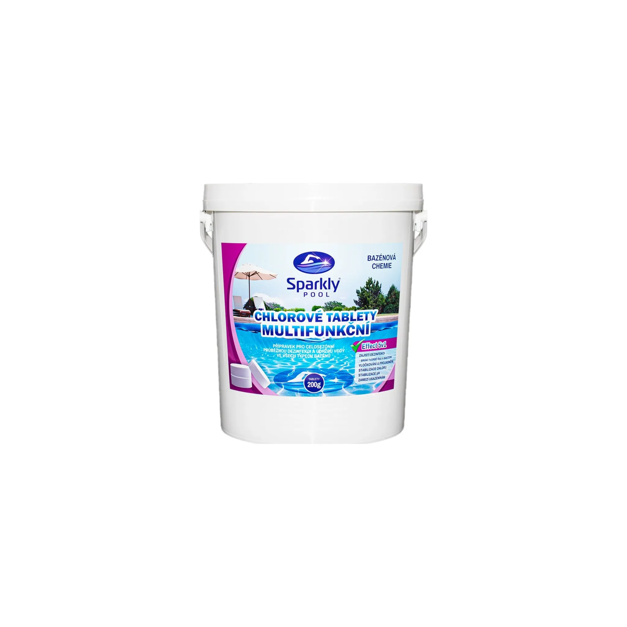 Fotografie 1 - Bazénová chemie Sparkly POOL Chlorové tablety do bazénu 5v1 multifunkční 200 g 10 kg