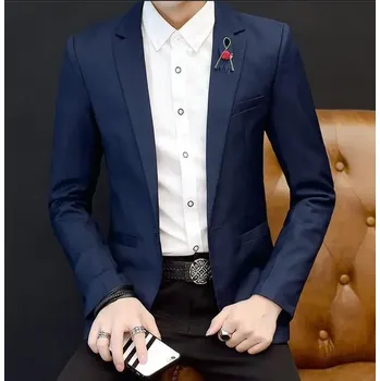 Pánský oblek Pánské sako v korejském stylu se stojáčkem Velikost: L, Barva (Varianta): Navy 1