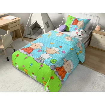 Povlečení Krepové povlečení do postýlky OVEČKY modré Rozměr povlečení: 45 x 65 cm | 90 x 135 cm, polštář 45 x 65 cm, peřinka 90 x 135 cm, gramáž 135 g/m2