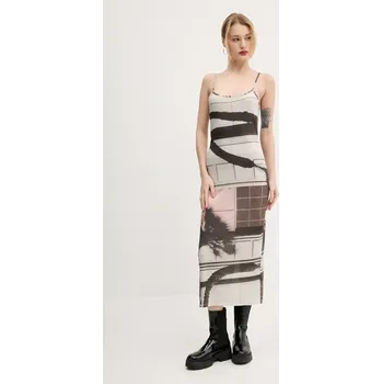 Dámské šaty Šaty Desigual SHELLEY béžová barva, maxi, 25SWVK56 80X, vel. M