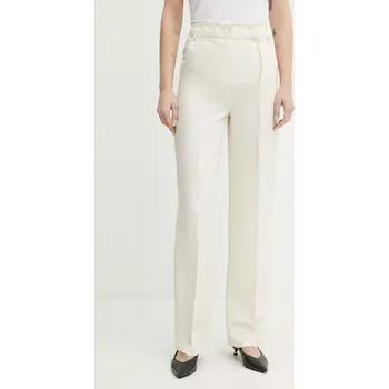 Dámské kalhoty Kalhoty s příměsí lnu Patrizia Pepe béžová barva, high waist, 2P1659 A052 2P1659.A052 01X, vel. 36