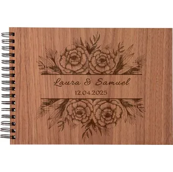 Fotoalbum Dřevěné svatební fotoalbum - květy Zvolte variantu: Ořech
