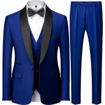 Pánský oblek Pánksý smoking, 3v1 plesový oblek Velikost: S, Barva (Varianta): Black knoflík Bao Lan