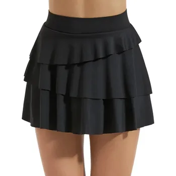 Dámská sukně Fitness krátká sukýnka s volánky a kraťáskami Lola Černá M