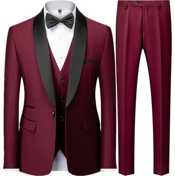 Pánský oblek Formální pánský oblek MC126 Velikost: M, Barva (Varianta): Black knoflík Wine