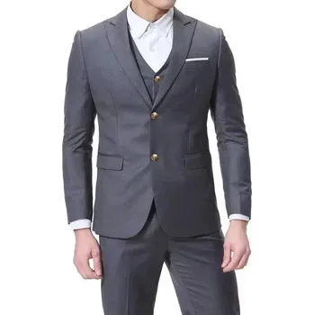 Pánský oblek Klasický oblek na svatbu a společnost Velikost: 3XL, Barva (Varianta): 2 knoflíky dark gray