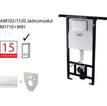 Klozet Alcadrain 1 - Set modul 3v1 Alcadrain AM102/1120 a tlačítko bílé M370 Jádromodul s vhazovačem tablet P169 AM102-3:1