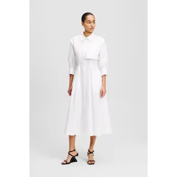 Dámské šaty ŠATY KARL LAGERFELD CARGO SHIRT DRESS WHITE