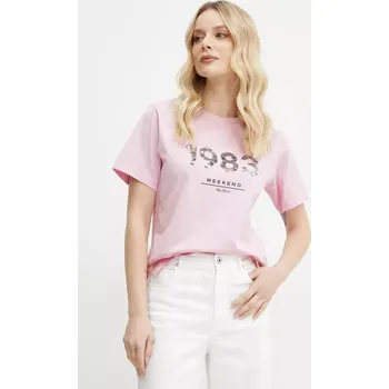 Pánské tričko Bavlněné tričko Weekend Max Mara růžová barva, 2515971041600 03A, vel. XS