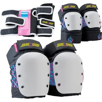Sada chráničů Pro-Tec - Street JR 3-PK Open Santa Cruz - Black/White/Pink - Dětská sada chráničů Velikost: S
