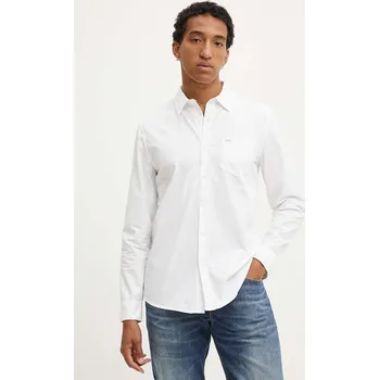 Pánská košile Bavlněná košile Guess Jeans bílá barva, slim, s klasickým límcem, M4YH35 WGCF1 M4YH35.WGCF1 00X, vel. M