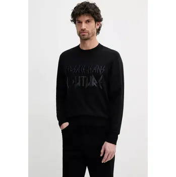 Pánský svetr Svetr s příměsí kašmíru Versace Jeans Couture pánský, černá barva, lehký, 78GAFM17 CM06H 78GAFM17.CM06H 99X, vel. XL