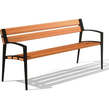 Zahradní lavice Benito venkovní lavička Minsk černá 180 cm - tropické dřevo a litina