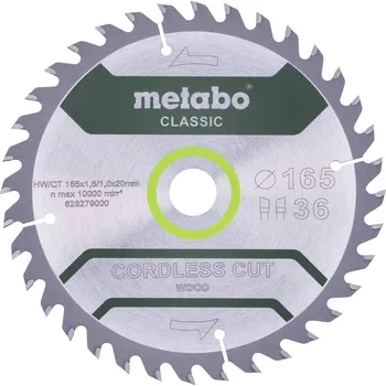 Metabo CORDLESS CUT WOOD CLASSIC 628650000 pilový kotouč 165 x 20 x 1 mm Počet zubů (na palec): 18 1 ks