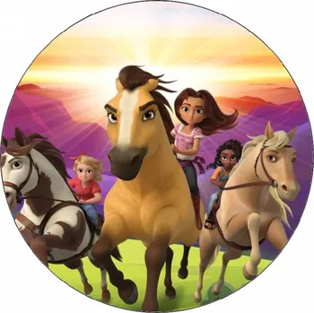 Jedlá dekorace na dort Jedlý papír kůň Spirit při jízdě 19,5 cm