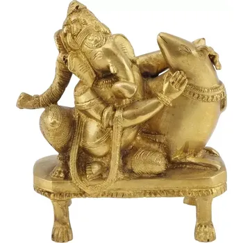 Soška kovová Ganesh s krysou 15 cm