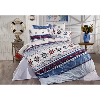 Povlečení Bavlněné povlečení Námořník bílé 140 x 200, 70 x 90 cm knoflíky