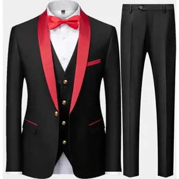 Luxusní pánský oblek MC127 Velikost: S, Barva (Varianta): gold knoflík hei red