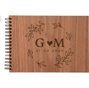 Fotoalbum Dřevěné svatební fotoalbum - boho věnec Zvolte variantu: Ořech