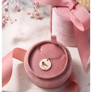 Řetízek Dárková krabička a řetízek s výřezem ptáčka růžové zlato