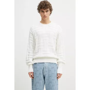 Pánský svetr Bavlněný svetr Kenzo Weave, XL, bílá, 00X