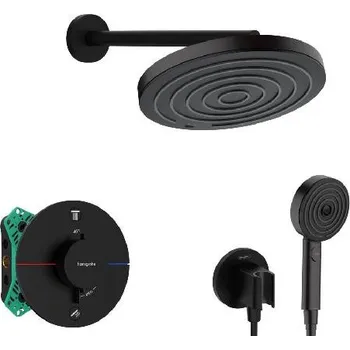 Hansgrohe - Sprchový set s termostatem pod omítku, s tělesem, průměr 26 cm, 3 proudy, matná černá SANI21HHH402