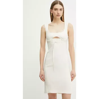 Dámské šaty Šaty s příměsí lnu Patrizia Pepe béžová barva, mini, 2A2874 A052 2A2874.A052 01X, vel. 40