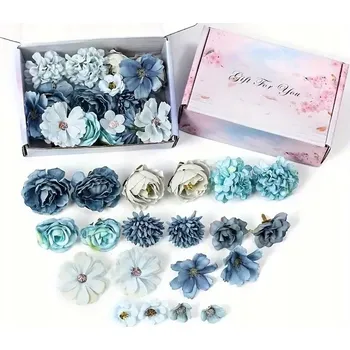 umělá květina Umělé květy hlavičky modré 20 ks pro dekoraci domu/svateb/obchodů/a