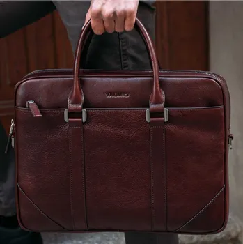 brašna na notebook Hnědá kožená taška Valmio Feltro