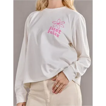 Dámské tričko Sinsay - Tričko s dlouhými rukávy - krémová - 640BE-01X - 640BE-01X-XXS