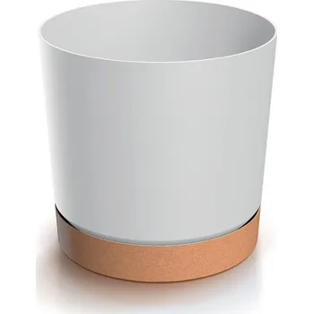 Zahrada Květináč TUBOS PM s miskou bílý/hnědý matný, varianta 29,2 cm