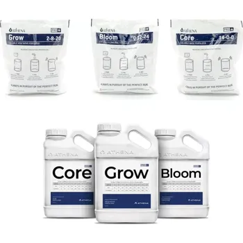 Hnojivo Athena PRO Mix Kit (3x 900g) (Sada Athena Pro Mix Kit obsahuje 1x Athena PRO Grow, 1x Athena PRO Bloom, 1x Athena PRO Core v sáčku po 0,9 kg a 3 samostatné kanystry pro pohodlnou přípravu zálivky.)