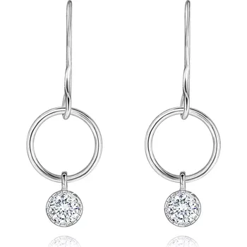 Náušnice Stříbrné náušnice 925 - květina s čirými zirkony, obrys kruhu, afro háček