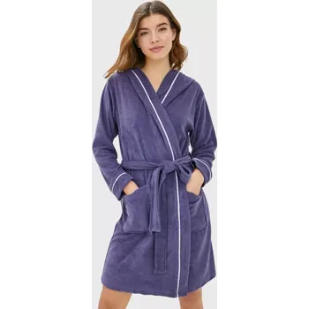 Dámský župan Luisa Moretti Dámský krátký župan LUISA, Fialová, 220 g / m², Bavlna 80% / polyester 20%, Krátký - vel. S