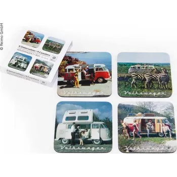 Příslušenství ke karavanu Podtácky VW Collection, sada 4 ks, nostalgické motivy