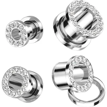 Piercing Šperky4U Tunel se zirkony šroubovací TITAN - TIT1436-08