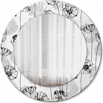 Zrcadlo Kulaté Zrcadlo do obýváku na zeď, motiv vlčí máky, 50 cm