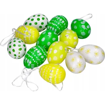 Velikonoční dekorace Velikonoční vajíčka závěsná zelená žlutá 12 Ks