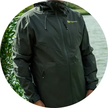 Rybářské oblečení RidgeMonkey Bunda APEarel ThermaPro Waterproof Shell Coat Green - Velikost L