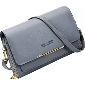 Kabelka včetně peněženky RO99S (Dámská šedá kabelka přes rameno - peněženka na telefon a doklady)