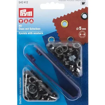 Prym Průchodky s podložkou 5 mm, 40 ks, černý nikl