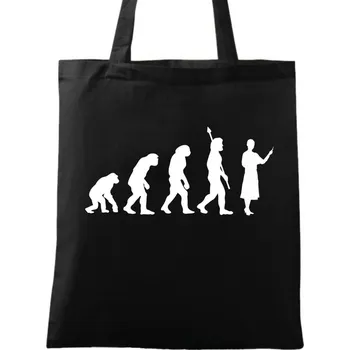 Bavlněná taška Evoluce učitelky (Barva: Černá)